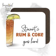 Personalised Drinks Coaster - Hand Drawn Rum & Coke