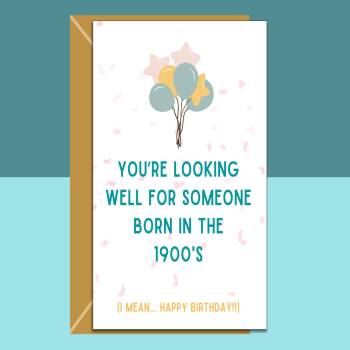 Funny Birthday Card - Personalised inside - For Him or Her - Ideal For 28th, 29th, 30th, 35th, 40th, 50th 60th or anyone else from the 1900s