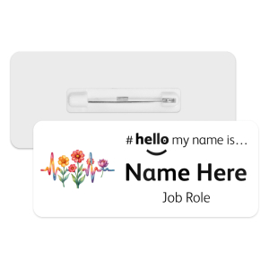 #hello my name is... Name Badge - Retro Floral Heartbeat