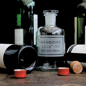 Holy Mackerel hangover solution retro themed blank greeting card for him or her - designed by Andy Poplar - 15cm square and blank inside for your message