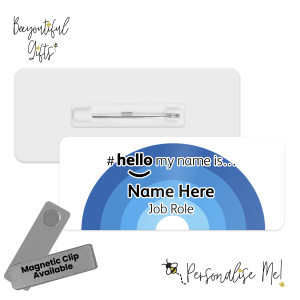 Name Badge - Colour Variant Rainbow Hello My Name is... - Blue