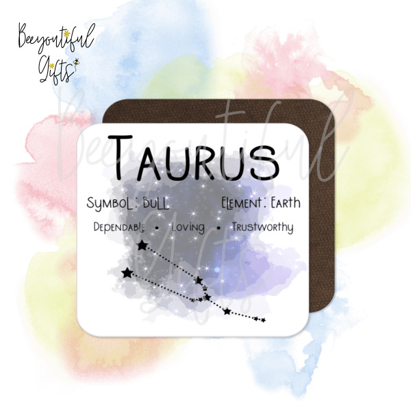 Birthday Coaster - Star Sign with Astrology Background - Aquarius