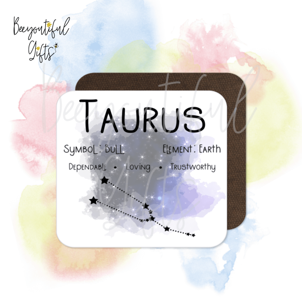 Birthday Coaster - Star Sign with Astrology Background - Aquarius