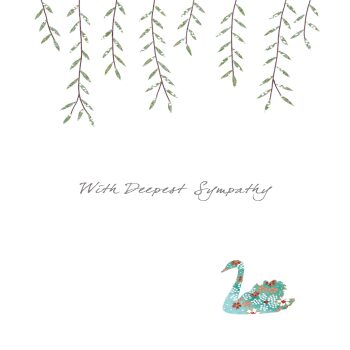 Holy Mackerel floral swan deepest sympathy card - designed by Eloise Hall - 15.7 x 11cm and blank inside