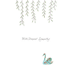 Holy Mackerel floral swan deepest sympathy card - designed by Eloise Hall - 15.7 x 11cm and blank inside