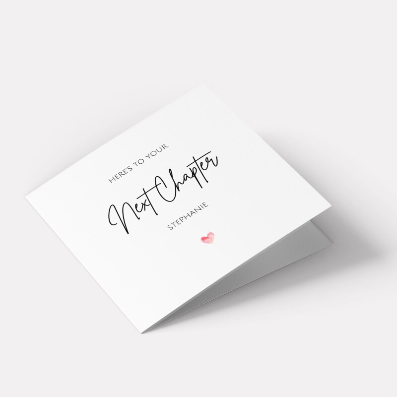 Personalised Leaving Card &ndash; Here&rsquo;s To Your Next Chapter &ndash; Farewell Card, Leaving Work Card, Goodbye Colleague Gift UK - Smooth No Message - Kraft Brown