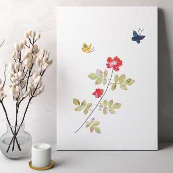 Rose & butterflies greeting card -  designed by Eloise Hall - 15.7 x 11cm and blank inside, made in the UK
