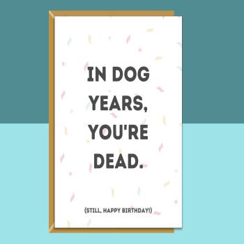 Funny Birthday Card - For Him or For Her - Can be Personalised Inside - Cheeky - Dog Years - Rude - Adult - Ideal Greetings Card