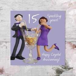 15th wedding anniversary card (crystal anniversary card) - designed by Erica Sturla - 15cm square and blank inside, made in the UK