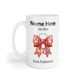 Personalised Ceramic Mug - Reindeer Christmas Coquette Bow
