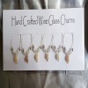 Set of 6 Wine Glass Charms with Freshwater Pearls - Mounted on Card