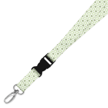 Double Breakaway Lanyard - Green Patchwork Daisies