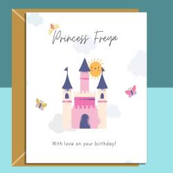 Princess Birthday Card Personalised for Daughter, Granddaughter, Goddaughter, Niece - Ideal for ages 3, 4, 5, 6, 7 and above