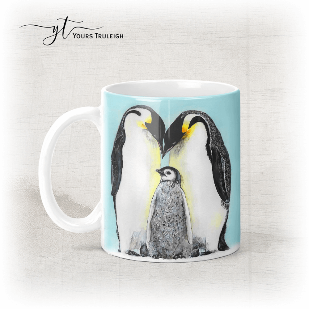 Penguins - Ceramic Mug, Hardboard Coaster & Placemat Set - Penguins