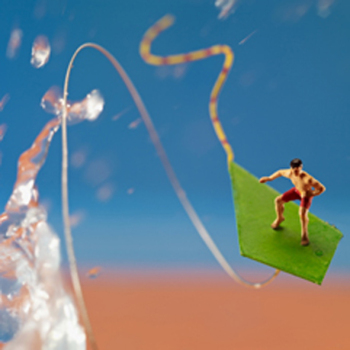 High as a Kite Surfer 150mm Square Greetings Card by Akiko Ida and Pierre Javelle