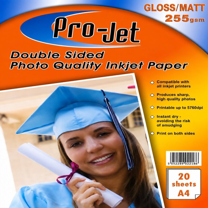 Projet 255gsm A4 Double Sided Gloss / Matte Photo Paper -  20 Sheets