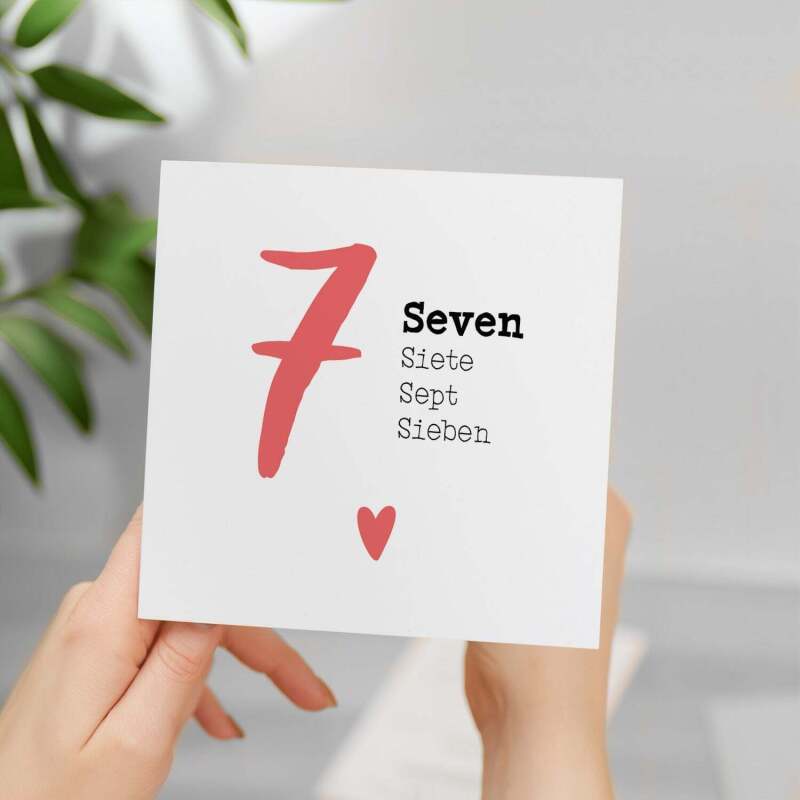 7 Year Anniversary Card 7 Year Card For Husband 7th Anniversary Card For Wife Anniversary Card For Boyfriend or Girlfriend 7 Year Card - Square (5.5x5.5) / Blank Inside