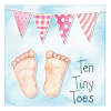 Ten Tiny Toes Pink 150mm Square Greetings Card by Artist Kate Brazier