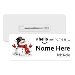 #hello my name is... Name Badge - Whimsical Christmas Snowman