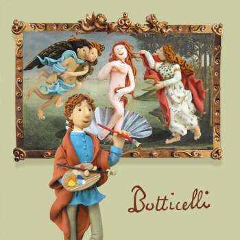 Botticelli, an art themed greetings card from Erica Sturla's Artist at Work range, 150mm square and blank inside for your message