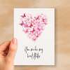 Anniversary or Valentine's Card for Her Anniversary Card for Wife Valentines Day Card For Husband Boyfriend or Girlfriend Butterfly Heart - Large (5x7) / Blank Message