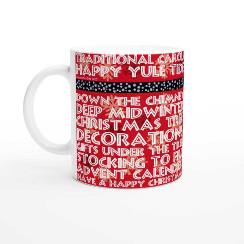 Christmas Seasonal Snow Words Mug - Ceramic White