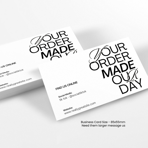 Business thank you cards - Your order means the world to us - Sample