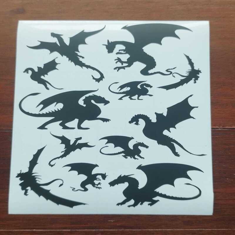 Dragon Sticker Sheet - Matte Black