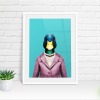 Duck in clothes, animal print, wall art - A5 - Glossy - Blue