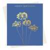 Happy birthday card with a pretty gold foil agapanthus print - designed by artist Eloise Hall - 15.7 x 11cm and blank inside