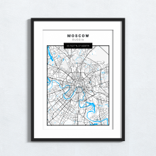 Moscow - Russia - Map Print - A4
