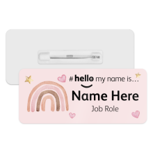 #hello my name is... Name Badge - Pink Pastel Rainbow