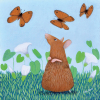 Holy Mackerel mousie capers animal themed art card for him or her - designed by artist Ailsa Black - 15cm square and blank inside for your message