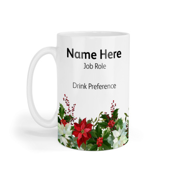 Personalised Ceramic Mug - Poinsettia Border