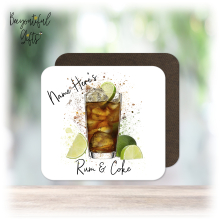 Personalised Rum & Coke Coaster with Splash Effect