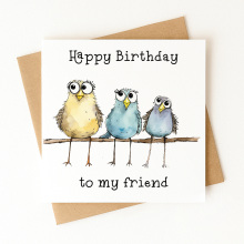 Birthday Card - Happy Birthday To My Friend Birds on a Branch - Standard Smooth Card