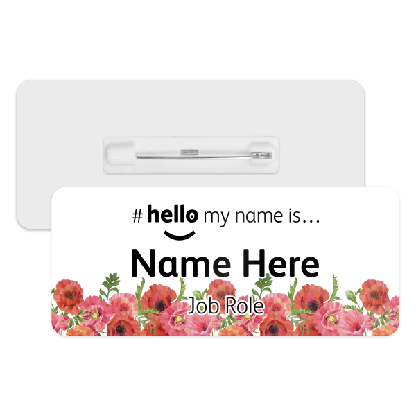 #hello my name is... Name Badge - Wild Poppies Border