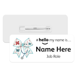 #hello my name is... Name Badge - Nursing Coquette Bow