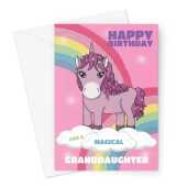 Happy Birthday Card For Granddaughter - Cute Unicorn Children's - A5 Greetings Card