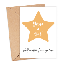 Personalised Thank You Card - You're A Star! - Small (Approx. A6 | 105mm x 148mm | 4.1in x 5.8in) - Standard Smooth Card