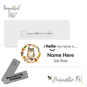Name Badge - Autumnal Animals Hello My Name is... - Owl