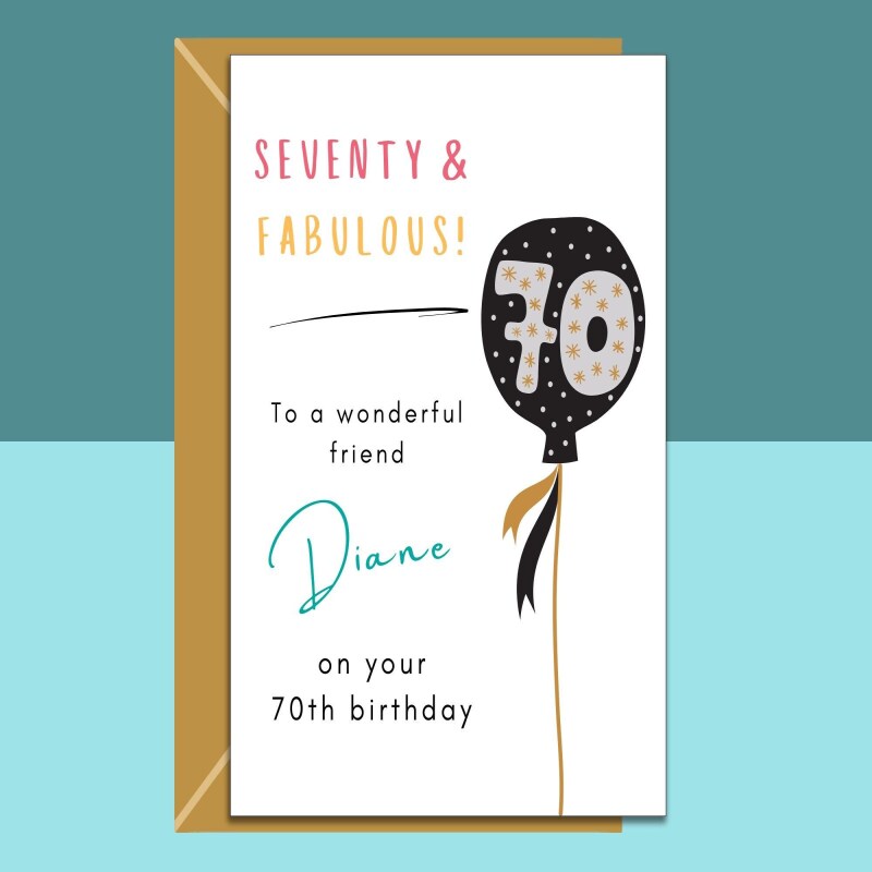 70th Friend Birthday Card | Personalised Birthday Card | 70 Year Old | Customised | For Him or Her | Happy Birthday Gift Ideas for Friend - Blank inside - Regular - Matte