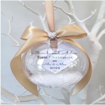 8cm or 10cm First Christmas as Mr & Mrs Bauble,Mr & Mrs Ornament,Mr & Mrs gift