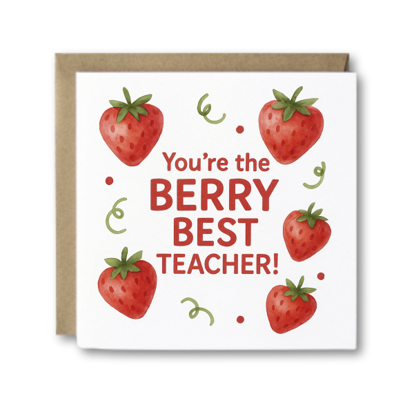 Thank You Teacher Card - You're The Berry Best Teacher - Standard Smooth Card