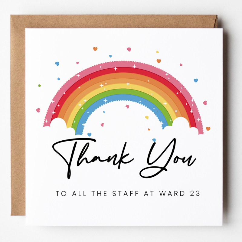 Thank You Doctor Card Rainbow hospital ward Card