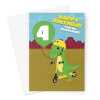 Dinosaur Scooter Happy 4th Birthday Card - A5 Portrait - 1 Card