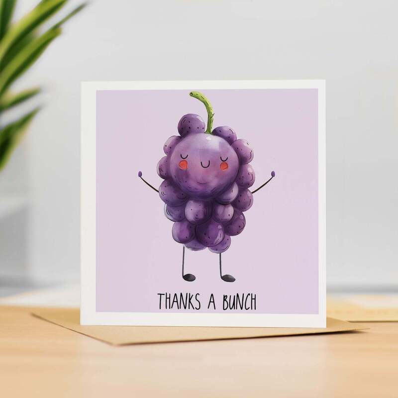 Thank You Card Cute Thanks a Bunch Thank You Card For Any Occasion - Square (5.5x5.5) / Blank Inside