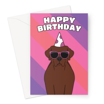 Chocolate Labrador Dog Birthday Card