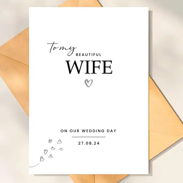 Personalised Wedding Day Card - To My Beautiful Wife - Small (Approx. A6 | 105mm x 148mm | 4.1in x 5.8in) - Standard Smooth Card