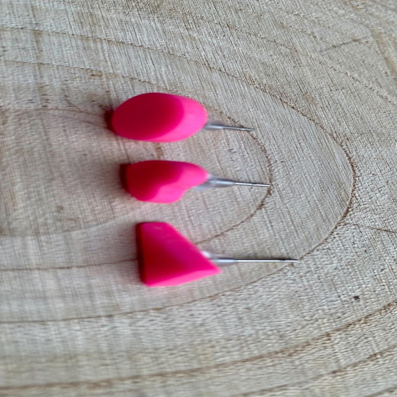 Fluorescent Pink Clay Stud Earrings: Hypoallergenic Micro Studs - Heart - none